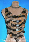 camo corset, buckle front, lace up back, front view